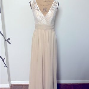 Bari jay White and tan dress